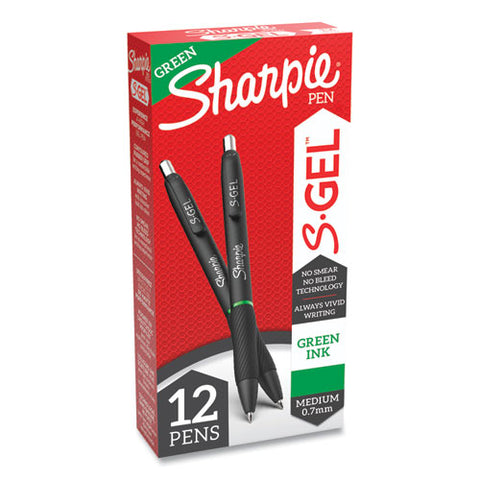 S-gel Retractable Gel Pen, Medium 0.7 Mm, Green Ink, Green Barrel, Dozen