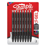 S-gel Retractable Gel Pen, Medium 0.7 Mm, Assorted Ink, Black Barrel, 8-pack