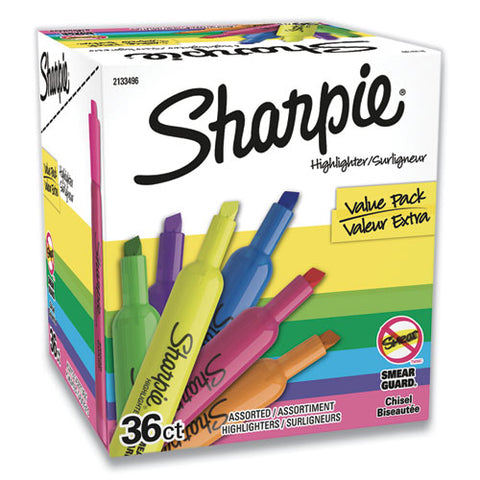 Tank Style Highlighters, Chisel Tip, Assorted Colors, 36-pack
