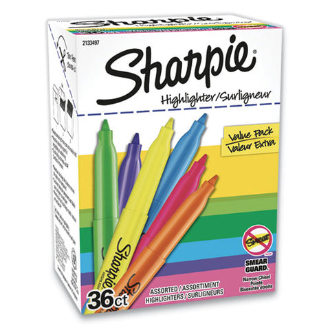 Pocket Style Highlighters, Chisel Tip, Assorted Colors, 36-pack