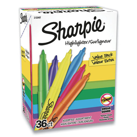 Pocket Style Highlighters, Chisel Tip, Assorted Colors, 36-pack