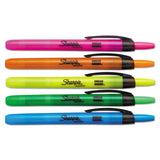Retractable Highlighters, Chisel Tip, Assorted Colors, 5-set