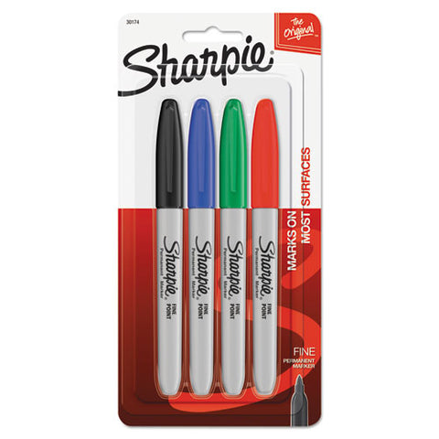 Fine Tip Permanent Marker, Assorted Colors, 4-set