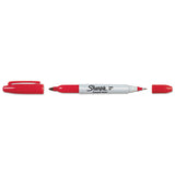 Twin-tip Permanent Marker, Fine-extra-fine Bullet Tip, Red, Dozen