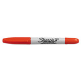 Twin-tip Permanent Marker, Fine-extra-fine Bullet Tip, Red, Dozen