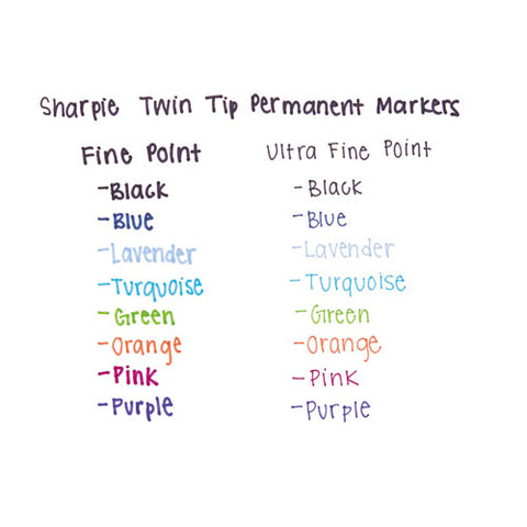 Twin-tip Permanent Marker, Fine-extra-fine Bullet Tip, Blue, Dozen