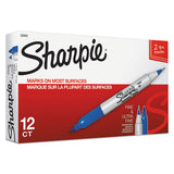 Twin-tip Permanent Marker, Fine-extra-fine Bullet Tip, Blue, Dozen