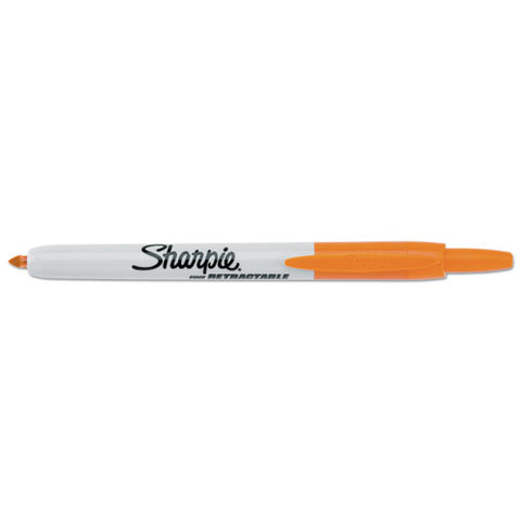 Retractable Permanent Marker, Fine Bullet Tip, Assorted Colors, 8-set