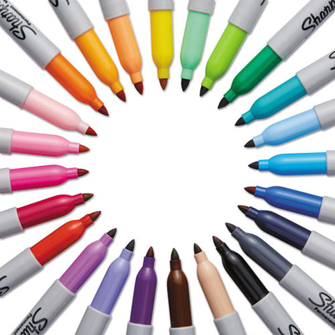Fine Tip Permanent Marker, Assorted Colors, 24-set