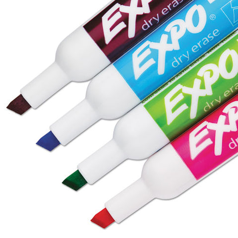 Low-odor Dry-erase Marker, Broad Chisel Tip, Assorted Colors, 4-set