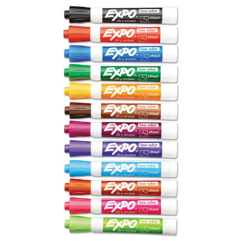 Low-odor Dry-erase Marker, Broad Chisel Tip, Assorted Colors, 16-set