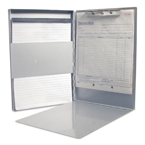 Snapak Aluminum Side-open Forms Folder, 1-2" Clip Cap, 8 1-2 X 12 Sheets, Silver