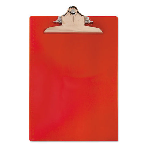 Recycled Plastic Clipboard With Ruler Edge, 1" Clip Cap, 8 1-2 X 12 Sheets, Red