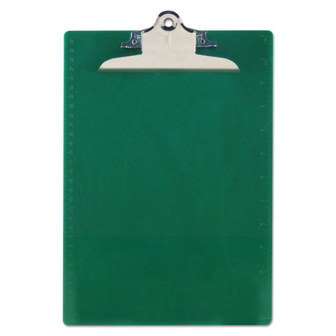 Recycled Plastic Clipboard With Ruler Edge, 1" Clip Cap, 8 1-2 X 12 Sheet, Green