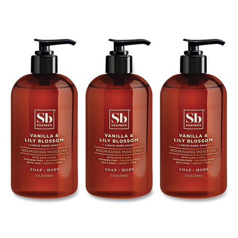 Hand Soap, Vanilla And Lily Blossom, 12 Oz Pump Bottle, 3-box