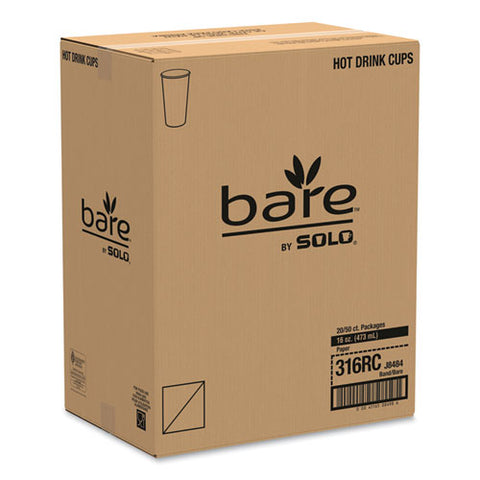 Bare By Solo Eco-forward Recycled Content Pcf Paper Hot Cups, 16 Oz, 1,000-ct