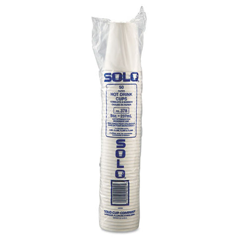 Single-sided Poly Paper Hot Cups, 8oz, White, 50-bag, 20 Bags-carton