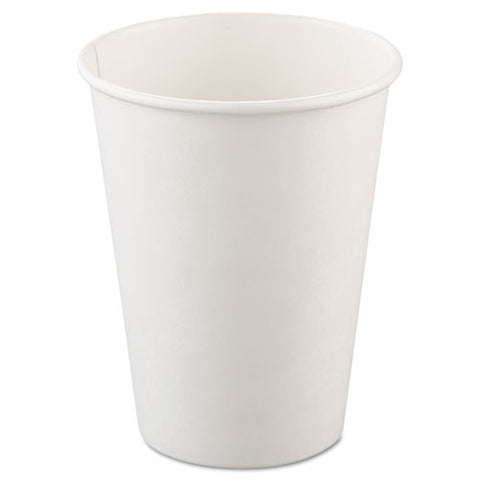 Single-sided Poly Paper Hot Cups, 12oz, White, 50-bag, 20 Bags-carton