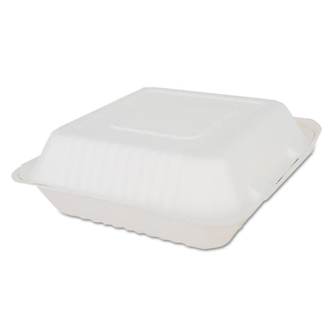 Champware Molded-fiber Clamshell Containers, 9 X 9 X 3, White, 200-carton