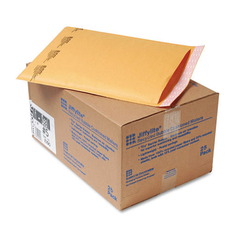 Jiffylite Self-seal Bubble Mailer, #5, Barrier Bubble Lining, Self-adhesive Closure, 10.5 X 16, Golden Brown Kraft, 25-carton