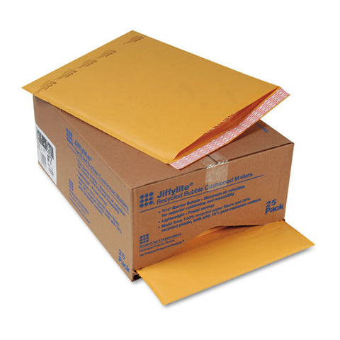 Jiffylite Self-seal Bubble Mailer, #7, Barrier Bubble Lining, Self-adhesive Closure, 14.25 X 20, Golden Kraft, 25-carton