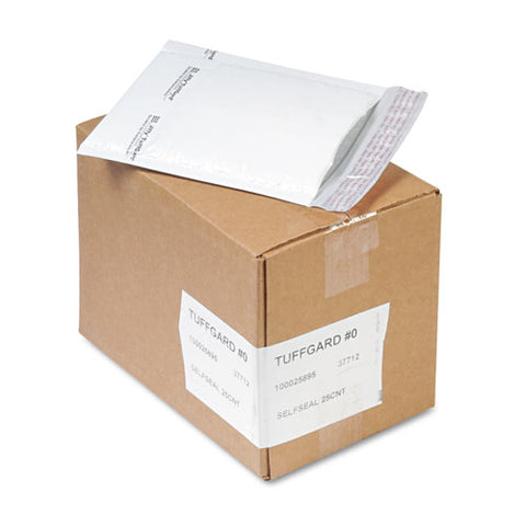 Jiffy Tuffgard Self-seal Cushioned Mailer, #0, Barrier Bubble Lining, Self-adhesive Closure, 6 X 10, White, 25-carton