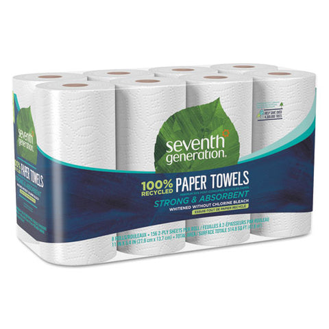 100% Recycled Paper Kitchen Towel Rolls, 2-ply, 11 X 5.4 Sheets, 156 Sheets-rl, 8 Rl-pk