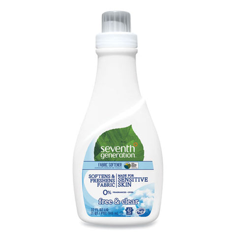 Natural Liquid Fabric Softener, Free And Clear, 42 Loads, 32 Oz Bottle, 6-carton