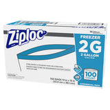 Double Zipper Freezer Bags, 2 Gal, 2.7 Mil, 13" X 15.5", Clear, 100-carton