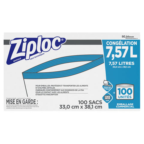 Double Zipper Freezer Bags, 2 Gal, 2.7 Mil, 13" X 15.5", Clear, 100-carton