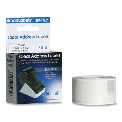 Slp-2rlc Self-adhesive Address Labels, 1.12" X 3.5", Clear, 130 Labels-roll, 2 Rolls-box