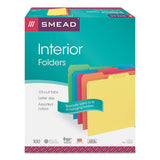 Interior File Folders, 1-3-cut Tabs, Letter Size, Assorted, 100-box