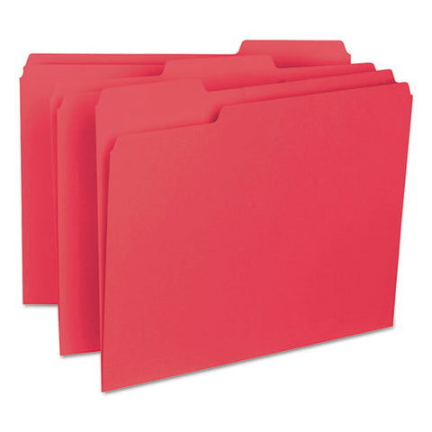 Interior File Folders, 1-3-cut Tabs, Letter Size, Red, 100-box
