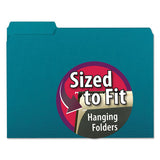 Interior File Folders, 1-3-cut Tabs, Letter Size, Teal, 100-box