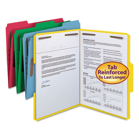 Top Tab Colored 2-fastener Folders, 1-3-cut Tabs, Letter Size, Assorted, 50-box