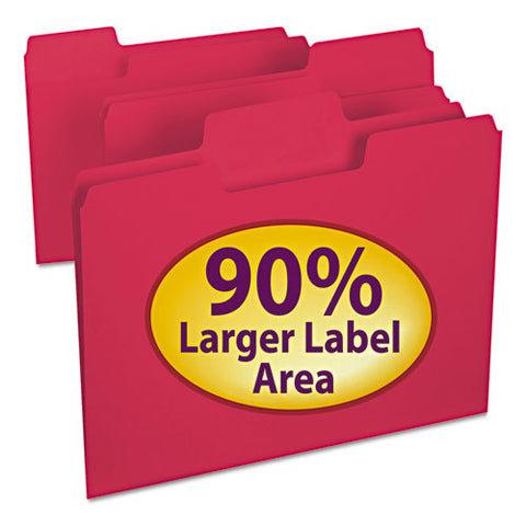 Supertab Colored File Folders, 1-3-cut Tabs, Letter Size, 11 Pt. Stock, Red, 100-box