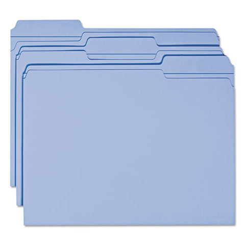 Reinforced Top Tab Colored File Folders, 1-3-cut Tabs, Letter Size, Blue, 100-box