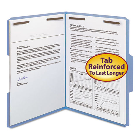 Top Tab Colored 2-fastener Folders, 1-3-cut Tabs, Letter Size, Blue, 50-box