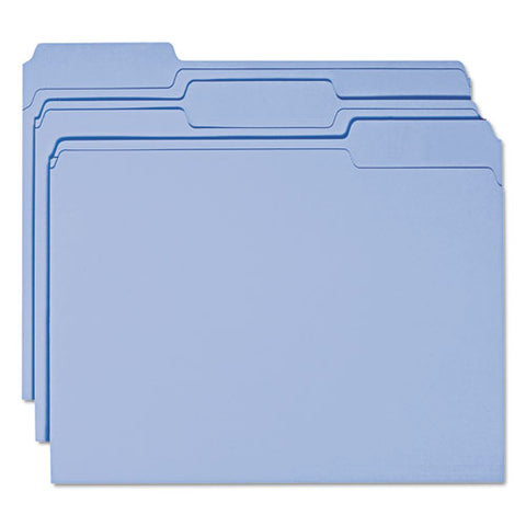 Colored File Folders, 1-3-cut Tabs, Letter Size, Blue, 100-box