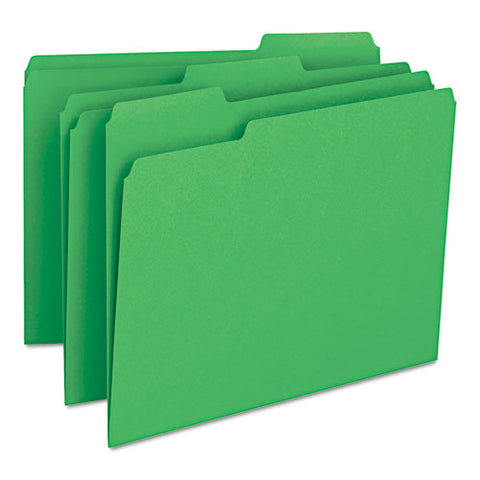 Colored File Folders, 1-3-cut Tabs, Letter Size, Green, 100-box