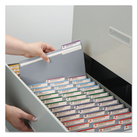 Reinforced Top Tab Colored File Folders, 1-3-cut Tabs, Letter Size, Gray, 100-box
