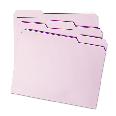 Reinforced Top Tab Colored File Folders, 1-3-cut Tabs, Letter Size, Lavender, 100-box