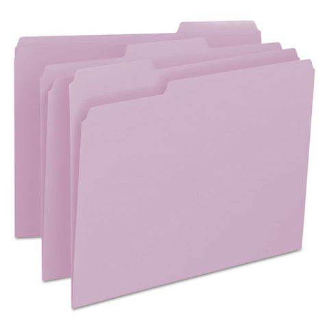 Colored File Folders, 1-3-cut Tabs, Letter Size, Lavender, 100-box
