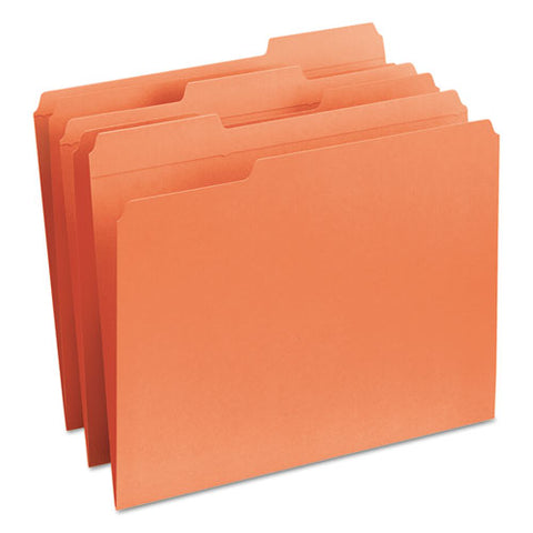 Reinforced Top Tab Colored File Folders, 1-3-cut Tabs, Letter Size, Orange, 100-box