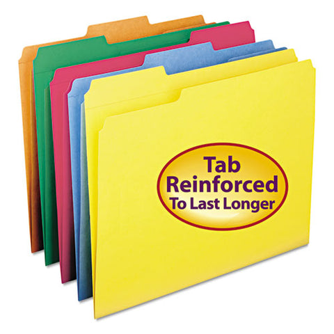 Reinforced Top Tab Colored File Folders, 1-3-cut Tabs, Letter Size, Red, 100-box