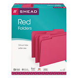 Colored File Folders, 1-3-cut Tabs, Letter Size, Red, 100-box