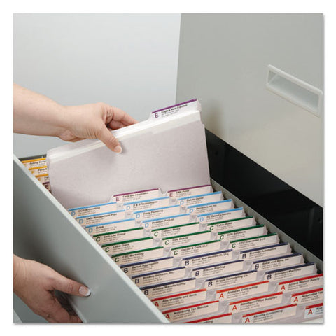 Reinforced Top Tab Colored File Folders, 1-3-cut Tabs, Letter Size, White, 100-box