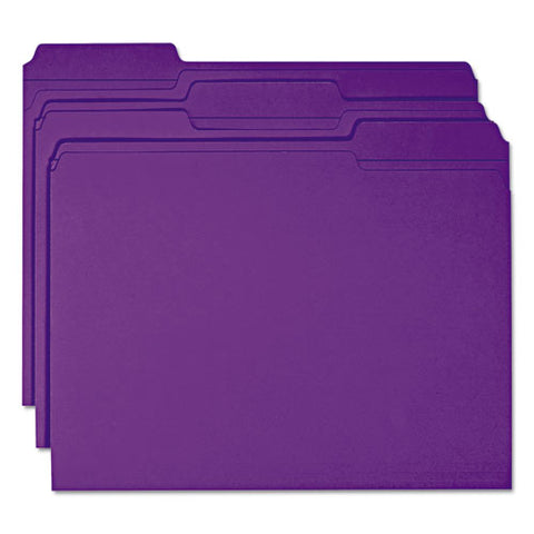 Reinforced Top Tab Colored File Folders, 1-3-cut Tabs, Letter Size, Purple, 100-box