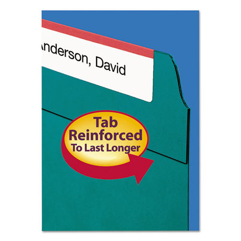 Reinforced Top Tab Colored File Folders, 1-3-cut Tabs, Letter Size, Teal, 100-box