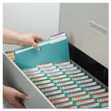 Colored File Folders, 1-3-cut Tabs, Letter Size, Teal, 100-box